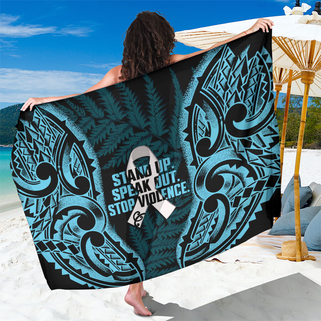 White Ribbon Day New Zealand Sarong Respect Women Maori Pattern Blue LT14 One Size 44 x 66 inches Blue - Polynesian Pride