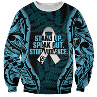 White Ribbon Day New Zealand Sweatshirt Respect Women Maori Pattern Blue LT14 Unisex Blue - Polynesian Pride