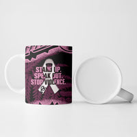 White Ribbon Day New Zealand Ceramic Mug Respect Women Maori Pattern Pink LT14 - Polynesian Pride