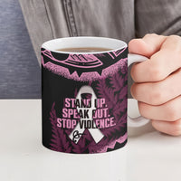 White Ribbon Day New Zealand Ceramic Mug Respect Women Maori Pattern Pink LT14 - Polynesian Pride
