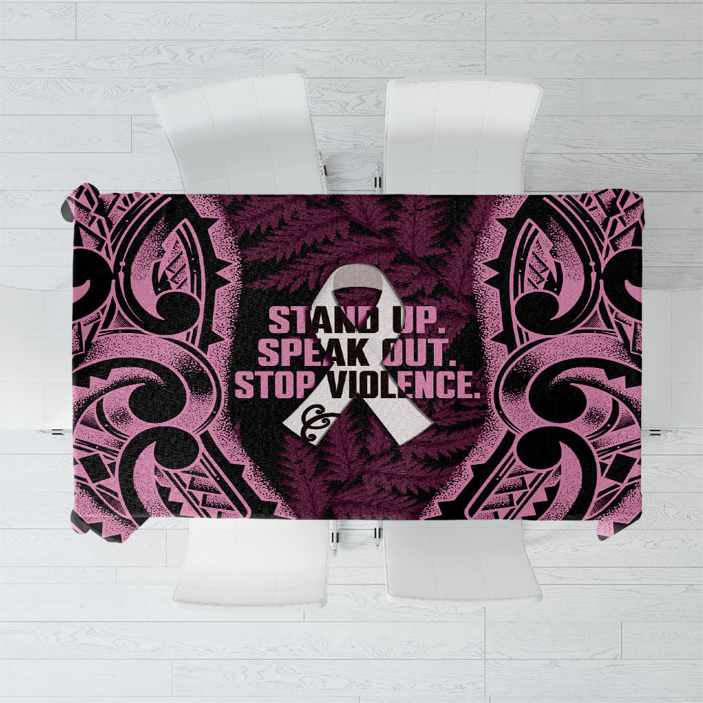 White Ribbon Day New Zealand Tablecloth Respect Women Maori Pattern Pink LT14 Pink - Polynesian Pride
