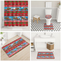 Hawaii Mele Kalikimaka Bathroom Set Outrigger Canoe Santa Festive Palm Seamless LT14 - Polynesian Pride