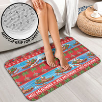 Hawaii Mele Kalikimaka Bathroom Set Outrigger Canoe Santa Festive Palm Seamless LT14 - Polynesian Pride