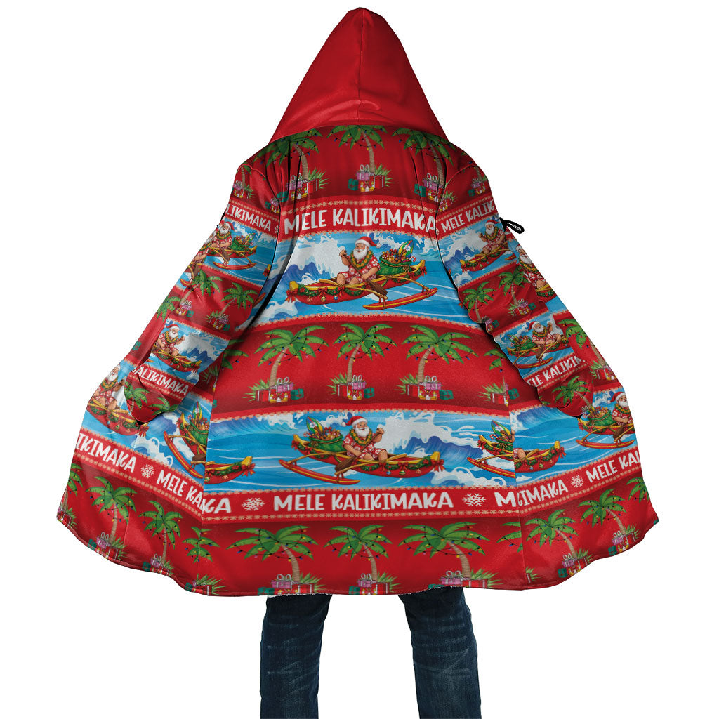 Hawaii Mele Kalikimaka Cloak Outrigger Canoe Santa Festive Palm Seamless LT14 Unisex Red - Polynesian Pride