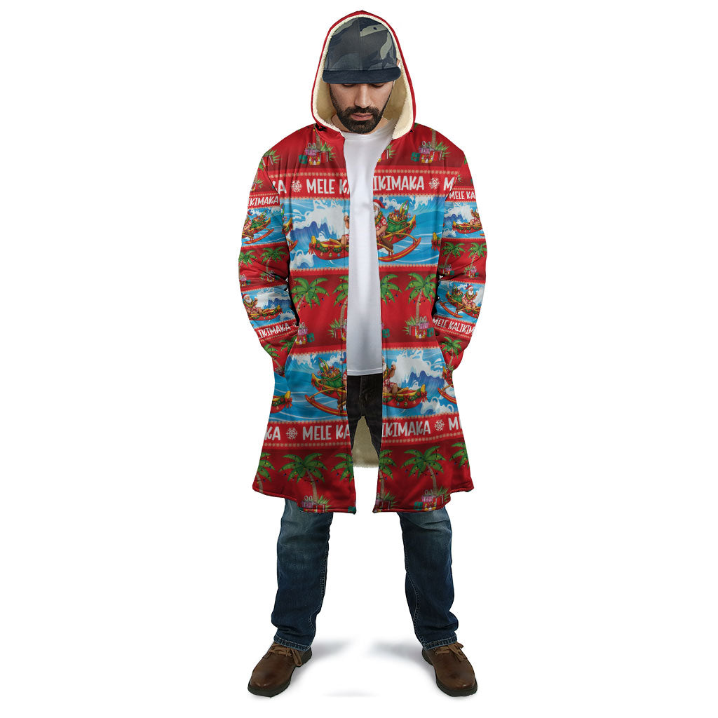 Hawaii Mele Kalikimaka Cloak Outrigger Canoe Santa Festive Palm Seamless LT14 - Polynesian Pride