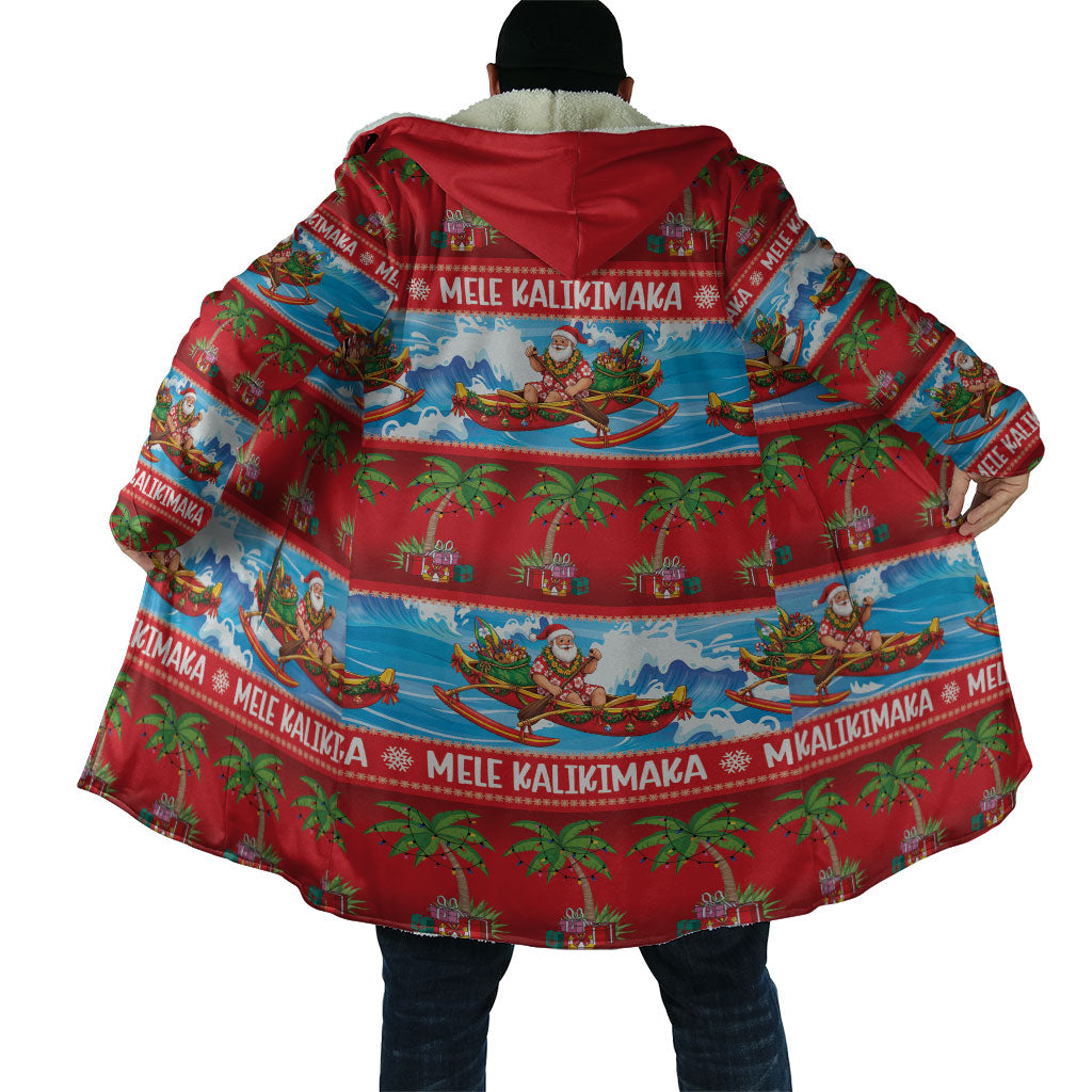 Hawaii Mele Kalikimaka Cloak Outrigger Canoe Santa Festive Palm Seamless LT14 - Polynesian Pride