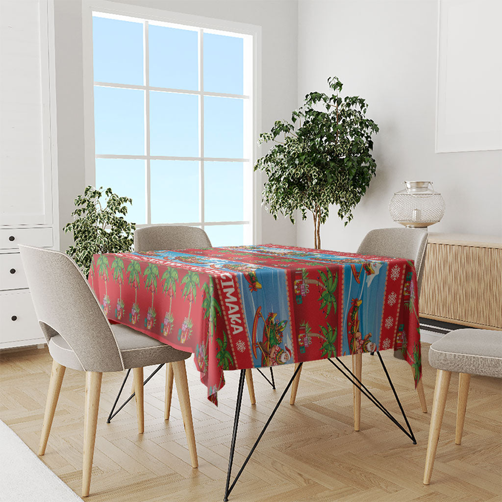 Hawaii Mele Kalikimaka Tablecloth Outrigger Canoe Santa Festive Palm Seamless LT14 - Polynesian Pride