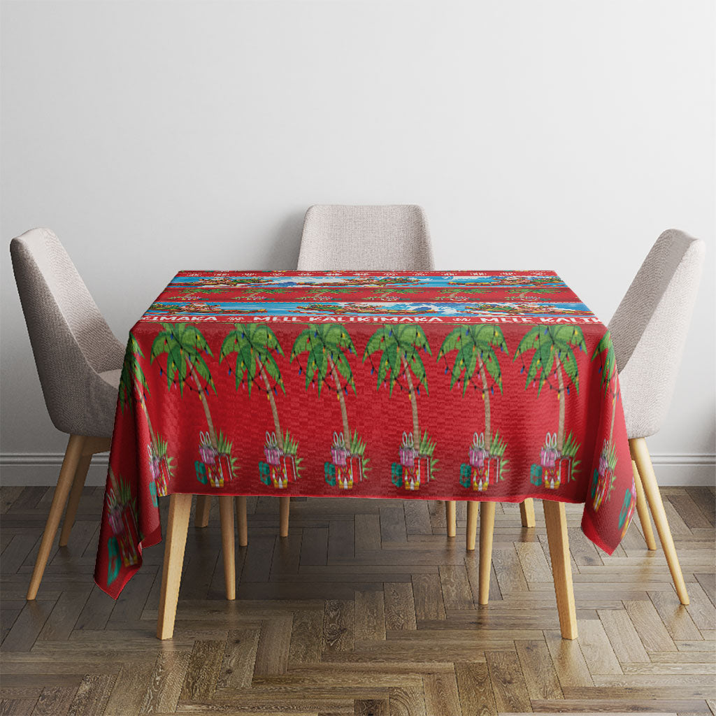 Hawaii Mele Kalikimaka Tablecloth Outrigger Canoe Santa Festive Palm Seamless LT14 - Polynesian Pride