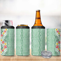 Menthol Green Aloha Hawaii Tiki 4 in 1 Can Cooler Tumbler Tropical Plumeria - Seamless Style