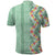 Menthol Green Aloha Hawaii Tiki Polo Shirt Tropical Plumeria - Seamless Style