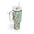 Menthol Green Aloha Hawaii Tiki Tumbler With Handle Tropical Plumeria - Seamless Style