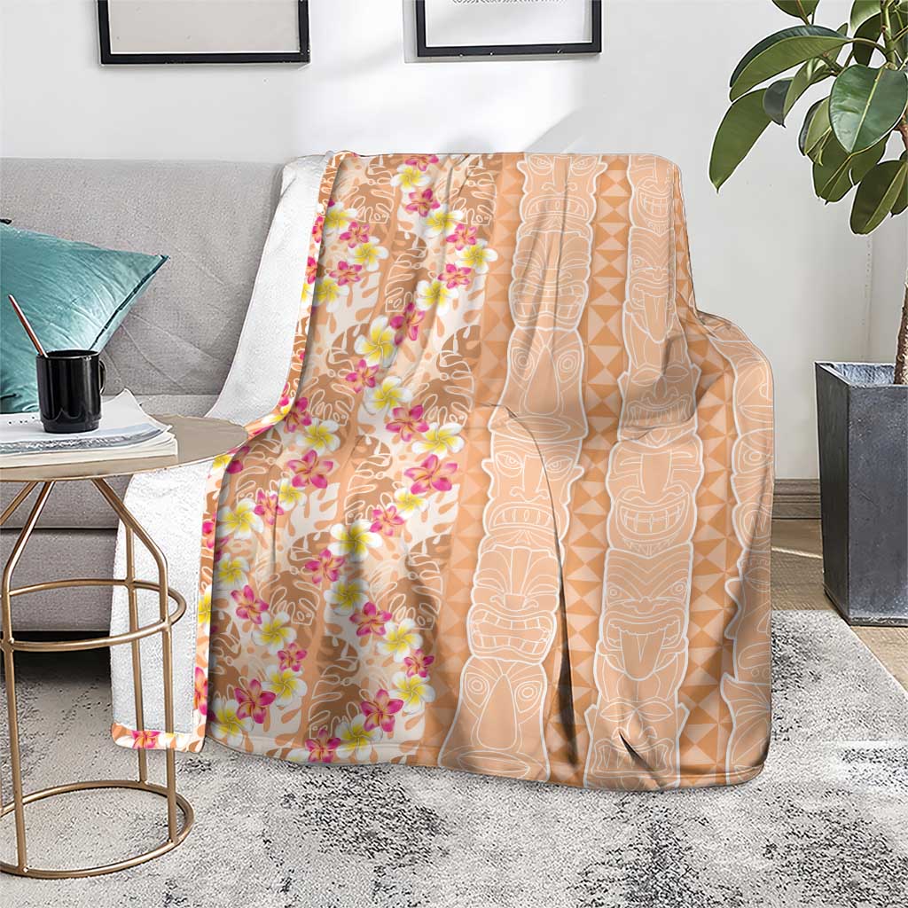 Orange Chiffon Aloha Hawaii Tiki Blanket Tropical Plumeria - Seamless Style LT14 - Polynesian Pride