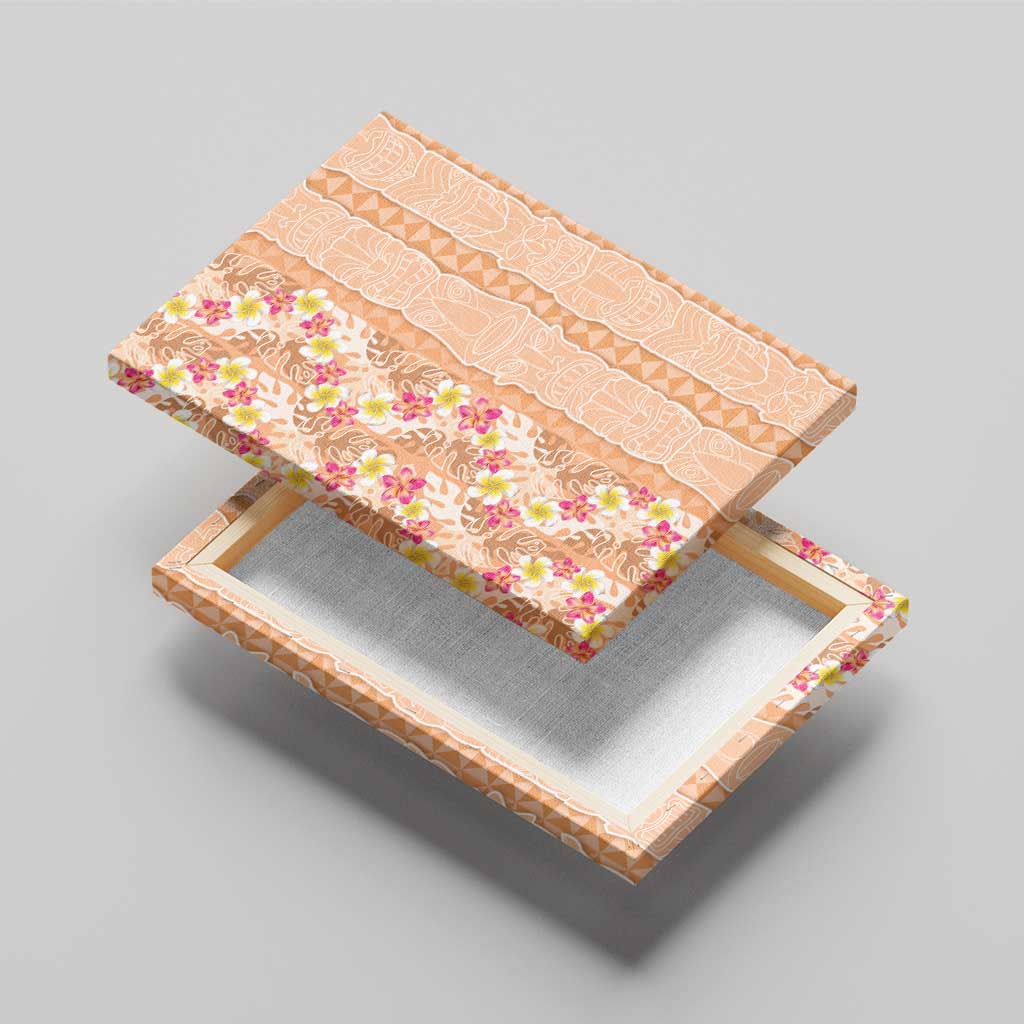 Orange Chiffon Aloha Hawaii Tiki Canvas Wall Art Tropical Plumeria - Seamless Style