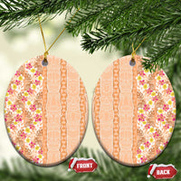 Orange Chiffon Aloha Hawaii Tiki Ceramic Ornament Tropical Plumeria - Seamless Style