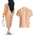 Orange Chiffon Aloha Hawaii Tiki Couples Matching Off The Shoulder Long Sleeve Dress and Hawaiian Shirt Tropical Plumeria - Seamless Style