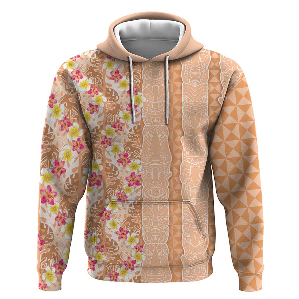 Orange Chiffon Aloha Hawaii Tiki Hoodie Tropical Plumeria - Seamless Style