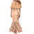 Orange Chiffon Aloha Hawaii Tiki Mermaid Dress Tropical Plumeria - Seamless Style