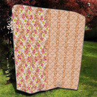 Orange Chiffon Aloha Hawaii Tiki Quilt Tropical Plumeria - Seamless Style
