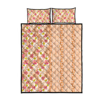 Orange Chiffon Aloha Hawaii Tiki Quilt Bed Set Tropical Plumeria - Seamless Style