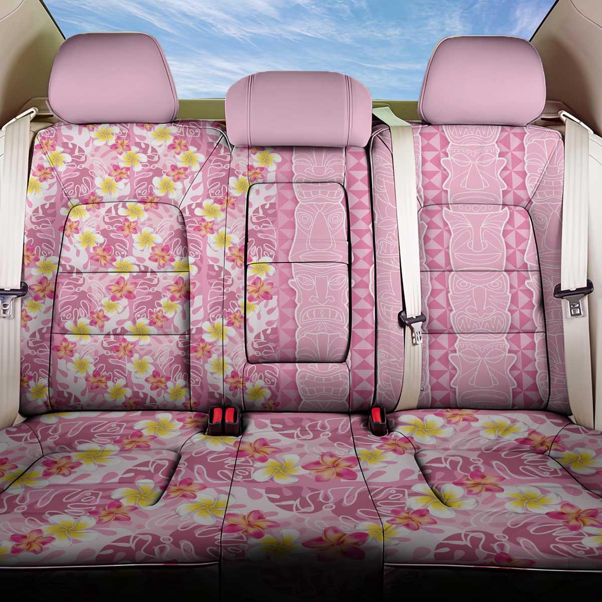 Pastel Magenta Aloha Hawaii Tiki Back Car Seat Cover Tropical Plumeria - Seamless Style LT14 One Size Magenta - Polynesian Pride