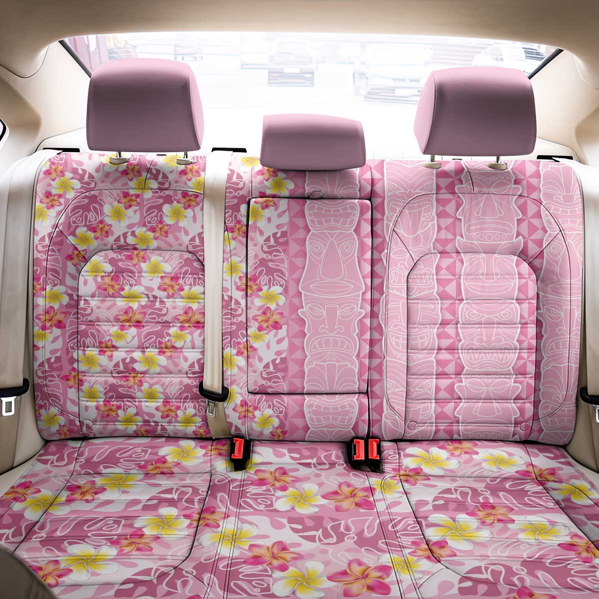 Pastel Magenta Aloha Hawaii Tiki Back Car Seat Cover Tropical Plumeria - Seamless Style LT14 - Polynesian Pride