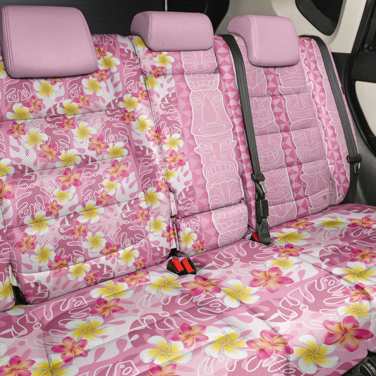 Pastel Magenta Aloha Hawaii Tiki Back Car Seat Cover Tropical Plumeria - Seamless Style LT14 - Polynesian Pride