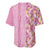 Pastel Magenta Aloha Hawaii Tiki Baseball Jersey Tropical Plumeria - Seamless Style