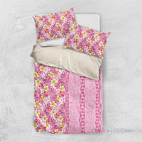 Pastel Magenta Aloha Hawaii Tiki Bedding Set Tropical Plumeria - Seamless Style