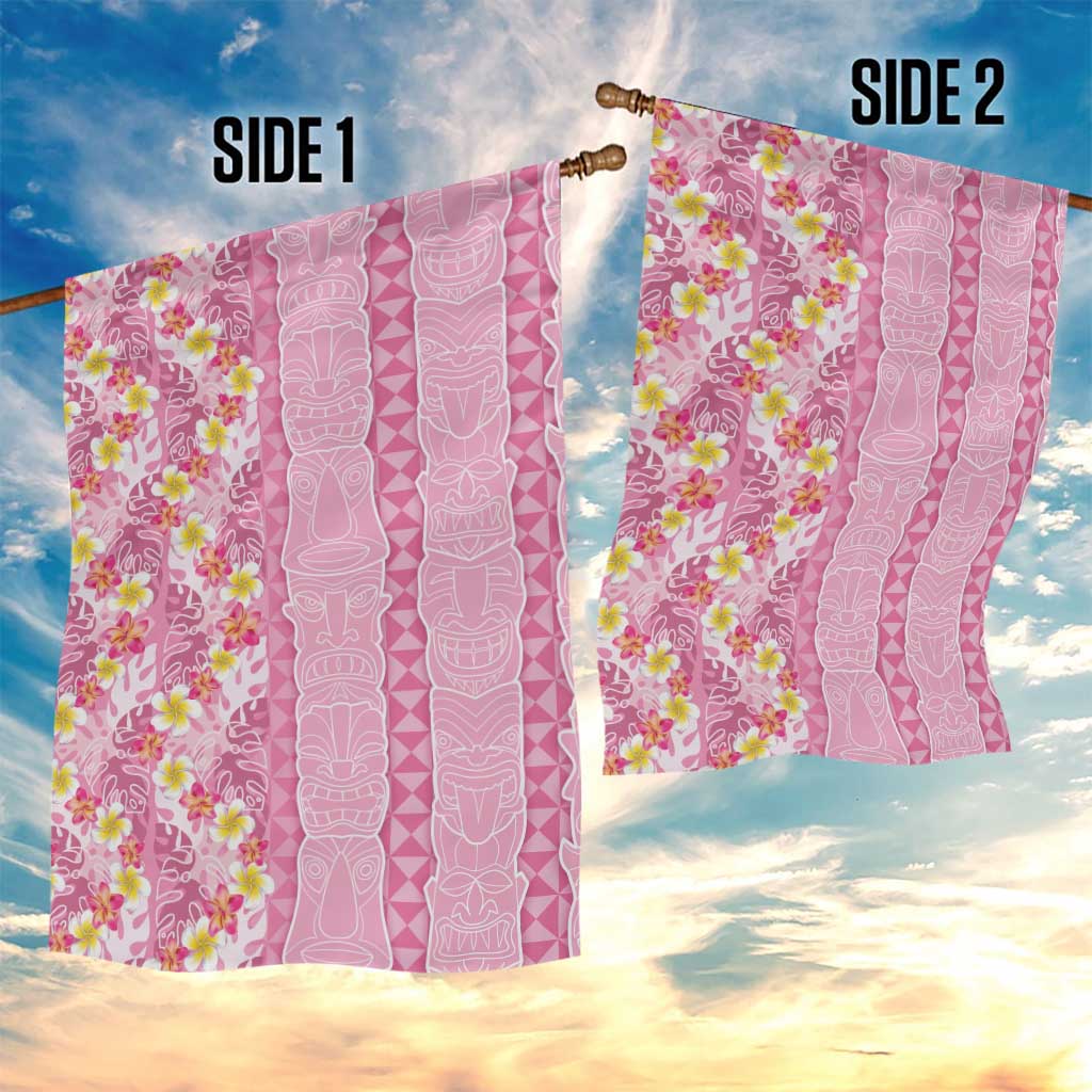 Pastel Magenta Aloha Hawaii Tiki Garden Flag Tropical Plumeria - Seamless Style