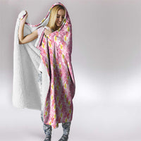 Pastel Magenta Aloha Hawaii Tiki Hooded Blanket Tropical Plumeria - Seamless Style