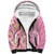 Pastel Magenta Aloha Hawaii Tiki Sherpa Hoodie Tropical Plumeria - Seamless Style