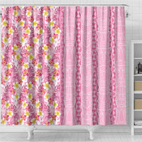 Pastel Magenta Aloha Hawaii Tiki Shower Curtain Tropical Plumeria - Seamless Style