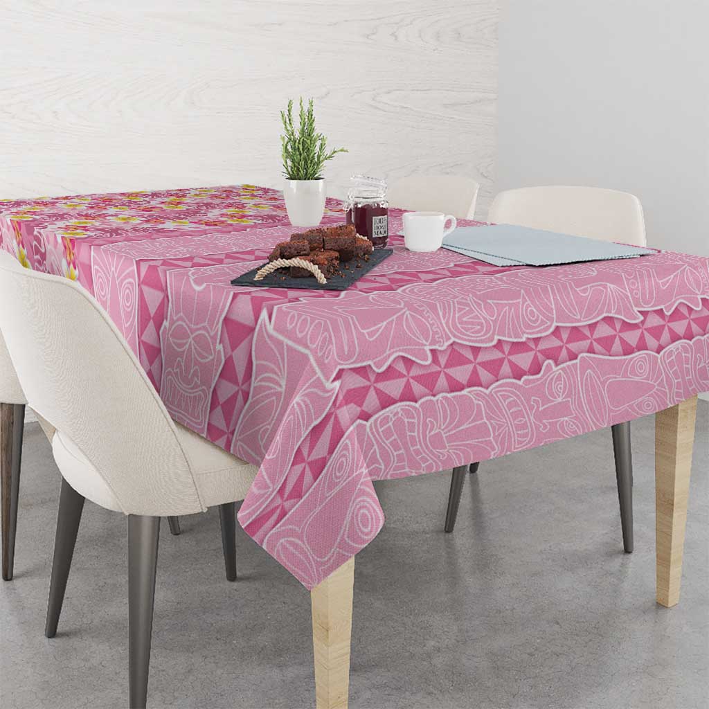 Pastel Magenta Aloha Hawaii Tiki Tablecloth Tropical Plumeria - Seamless Style