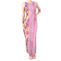 Pastel Magenta Aloha Hawaii Tiki Tank Maxi Dress Tropical Plumeria - Seamless Style LT14 Women Magenta - Polynesian Pride