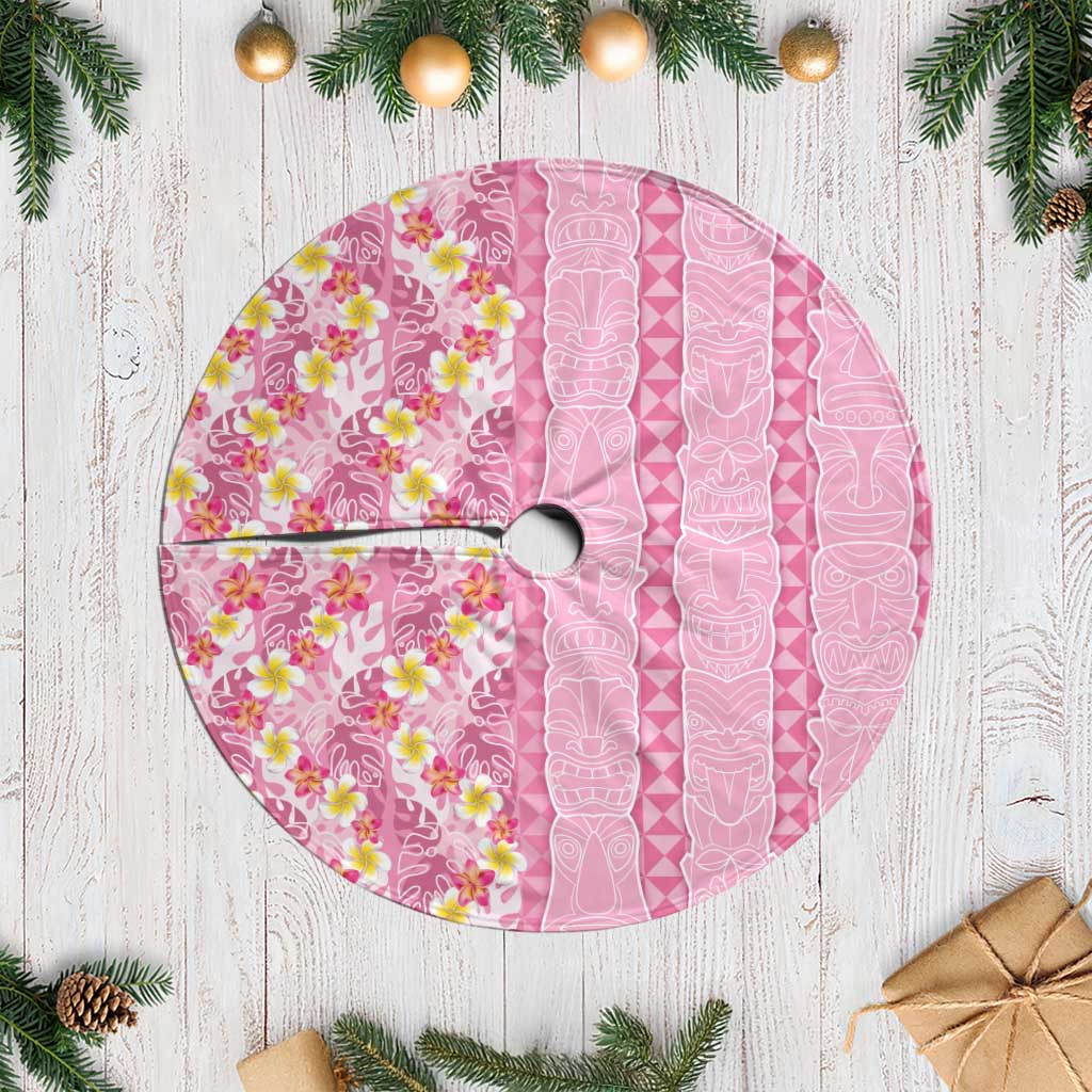 Pastel Magenta Aloha Hawaii Tiki Tree Skirt Tropical Plumeria - Seamless Style