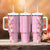 Pastel Magenta Aloha Hawaii Tiki Tumbler With Handle Tropical Plumeria - Seamless Style