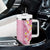Pastel Magenta Aloha Hawaii Tiki Tumbler With Handle Tropical Plumeria - Seamless Style