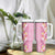 Pastel Magenta Aloha Hawaii Tiki Tumbler With Handle Tropical Plumeria - Seamless Style