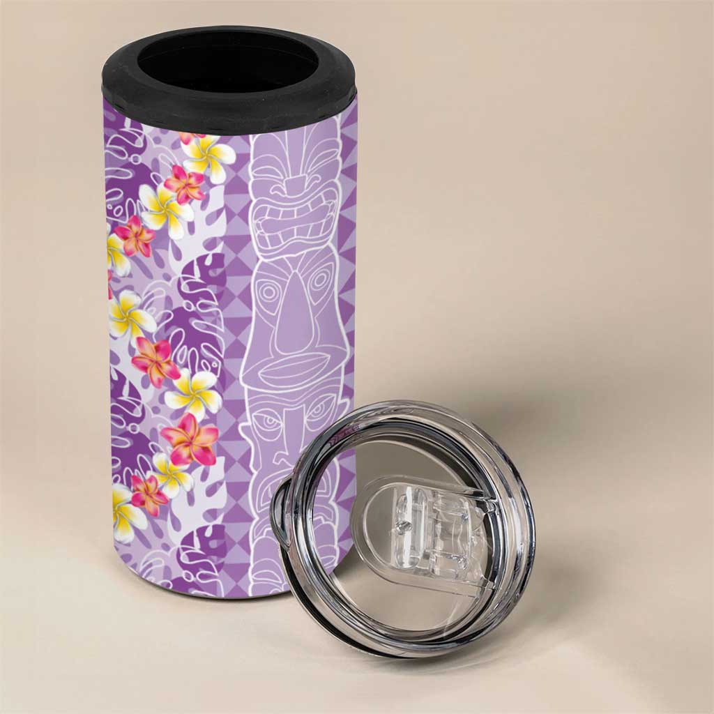 Lush Lilac Aloha Hawaii Tiki 4 in 1 Can Cooler Tumbler Tropical Plumeria - Seamless Style