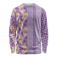 Lush Lilac Aloha Hawaii Tiki Long Sleeve Shirt Tropical Plumeria - Seamless Style