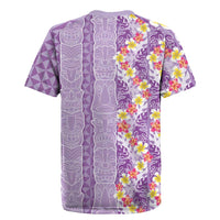 Lush Lilac Aloha Hawaii Tiki Rugby Jersey Tropical Plumeria - Seamless Style