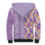 Lush Lilac Aloha Hawaii Tiki Sherpa Hoodie Tropical Plumeria - Seamless Style