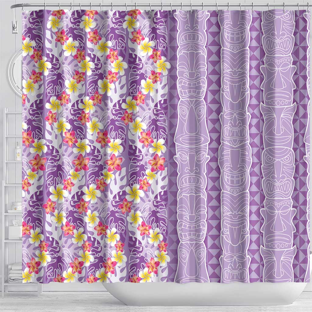 Lush Lilac Aloha Hawaii Tiki Shower Curtain Tropical Plumeria - Seamless Style
