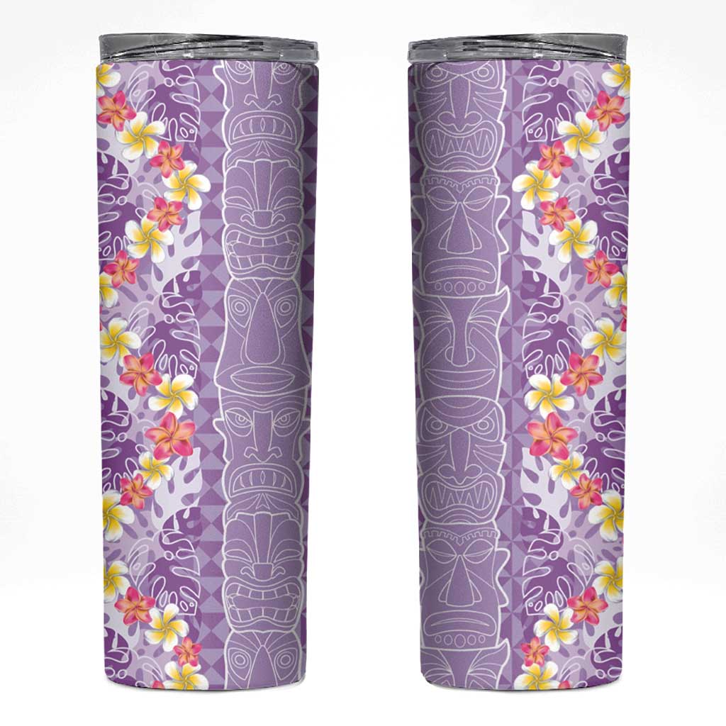 Lush Lilac Aloha Hawaii Tiki Skinny Tumbler Tropical Plumeria - Seamless Style