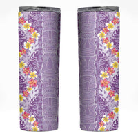 Lush Lilac Aloha Hawaii Tiki Skinny Tumbler Tropical Plumeria - Seamless Style