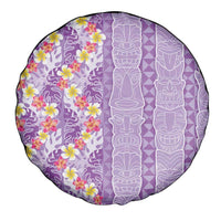 Lush Lilac Aloha Hawaii Tiki Spare Tire Cover Tropical Plumeria - Seamless Style