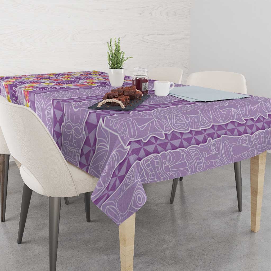 Lush Lilac Aloha Hawaii Tiki Tablecloth Tropical Plumeria - Seamless Style