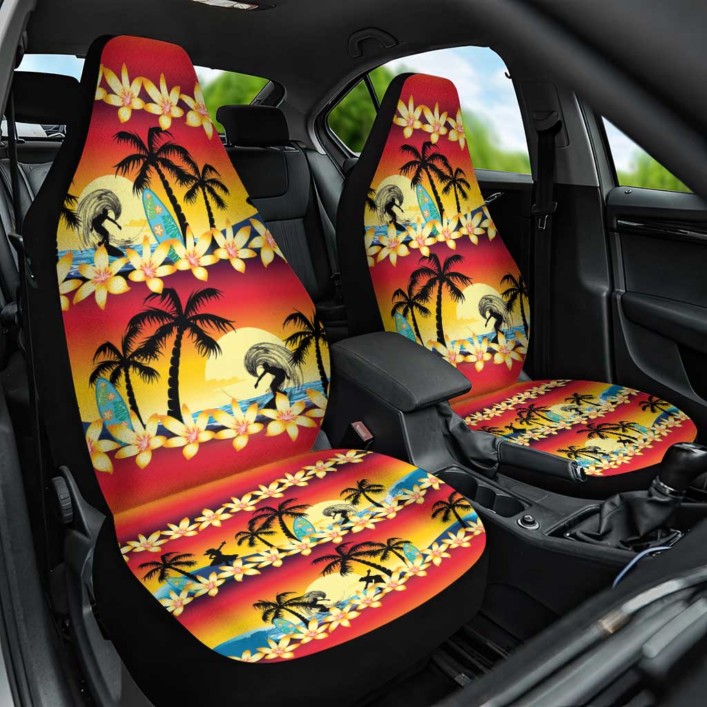 Tropical Islands Sunset Hawaii Car Seat Cover Go Surfing With Hula Girl - Summer Vibes