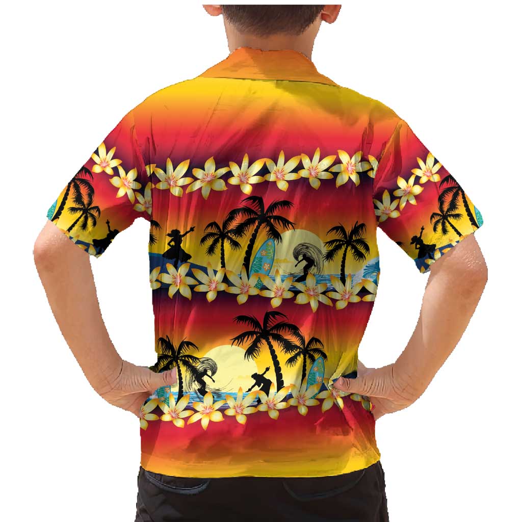 Tropical Islands Sunset Hawaii Family Matching Mermaid Dress and Hawaiian Shirt Go Surfing With Hula Girl - Summer Vibes LT14 - Polynesian Pride