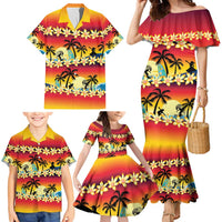 Tropical Islands Sunset Hawaii Family Matching Mermaid Dress and Hawaiian Shirt Go Surfing With Hula Girl - Summer Vibes LT14 - Polynesian Pride